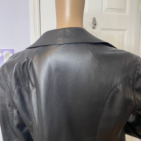 Vera Pelle Italian Leather Black Trench Coat Matrix 12 - Picture 11 of 12